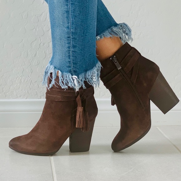 Texas Brown Suede Dangling Tassels Ankle Bootie - Picture 7 of 7